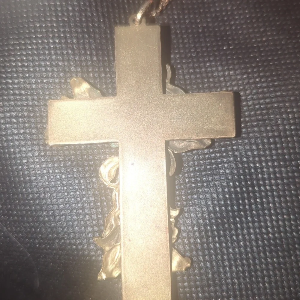 Vintage Grapevine Cross Pendant Necklace – Large 2.5” Religious Statement Piece